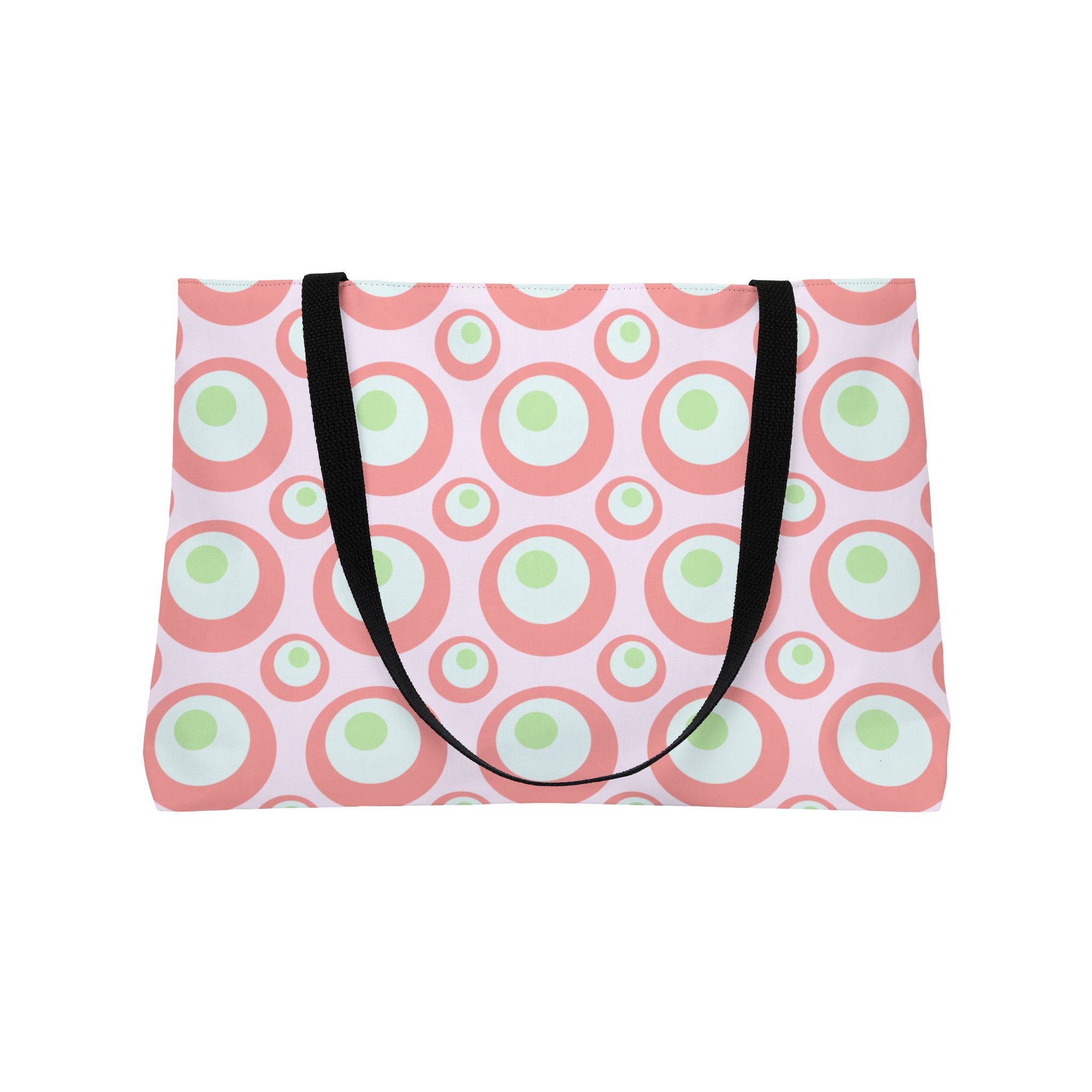 Pink Retro Circle Weekender Tote Bag — Vintage-Inspired Summer Beach Bag