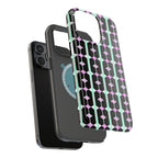 Geom Stripe Magnetic Phone Case — Black with Mint & Lavender Pattern
