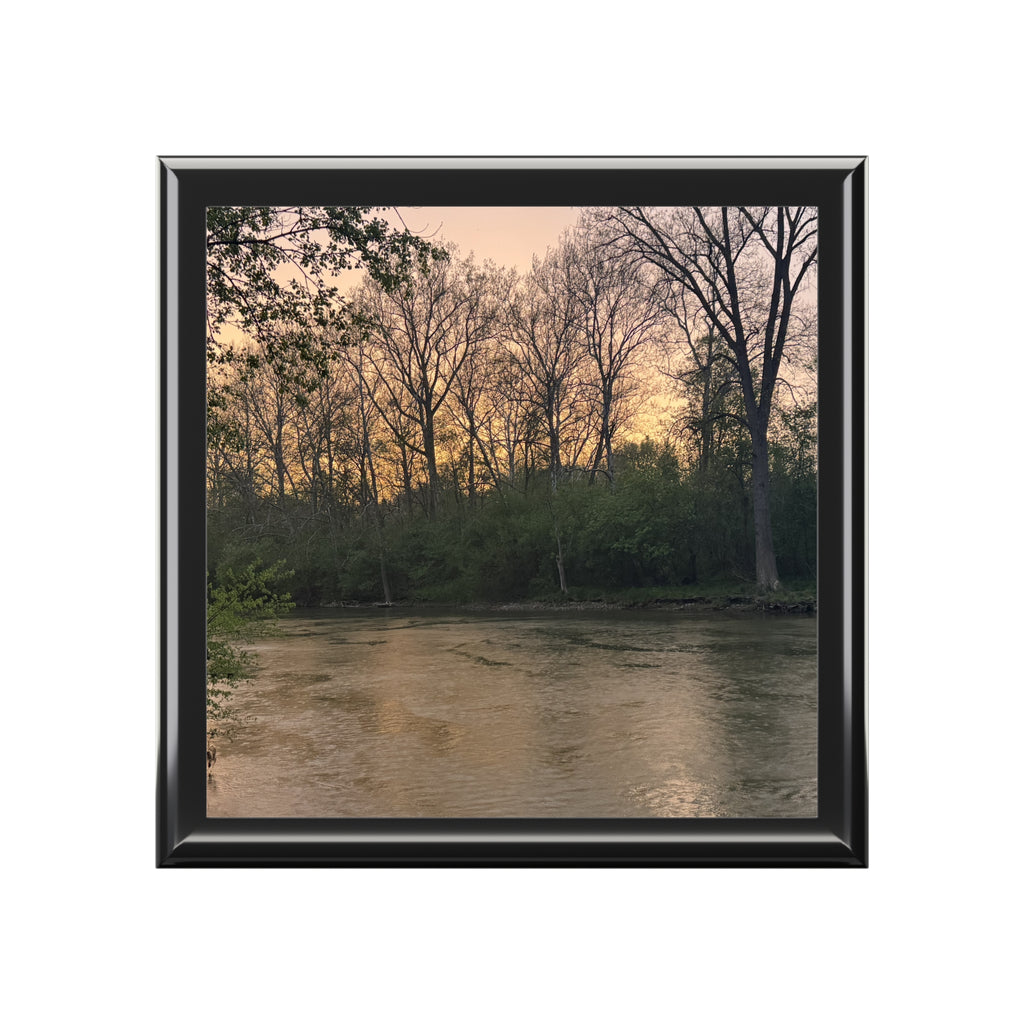 Scenic River Sunset Jewelry Box - Elegant Lacquer Keepsake