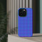 Phone Case — Blue & Purple Gingham Magnetic Impact-Resistant Case