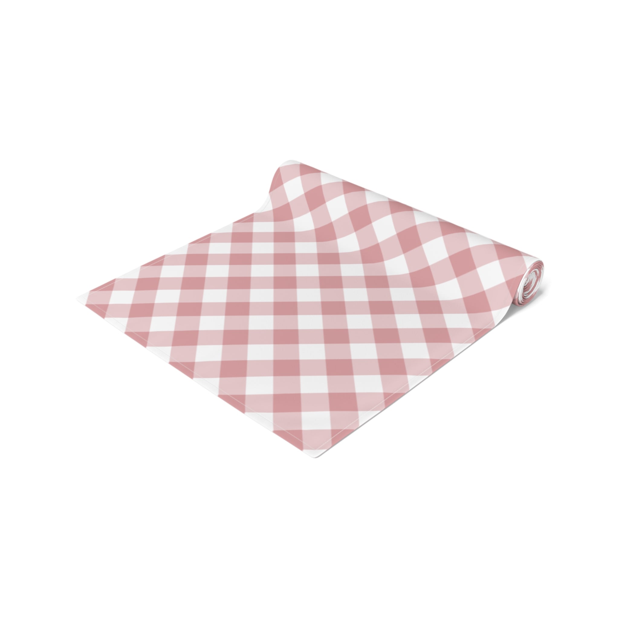 Pink Gingham Table Runner — Cotton-Blend Plaid Decor for Farmhouse, Spring & Picnic Tables