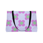 Weekender Tote Bag — Retro Pink & Mint Floral Pattern Large Beach Tote