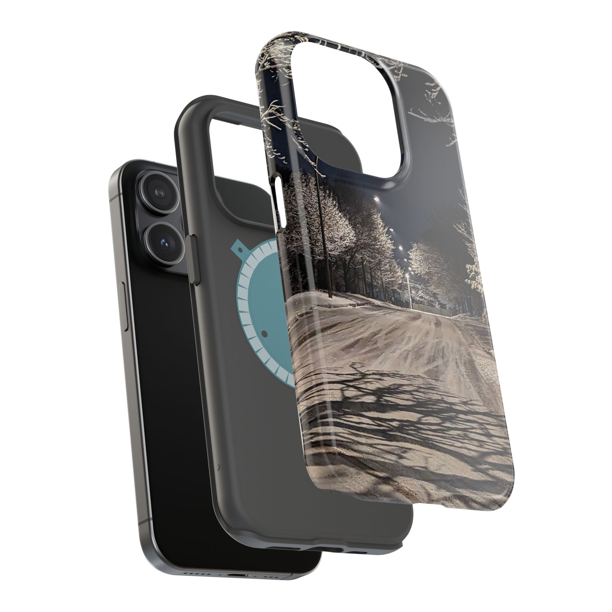 Winter Night Snow Road Magnetic Impact-Resistant Phone Case
