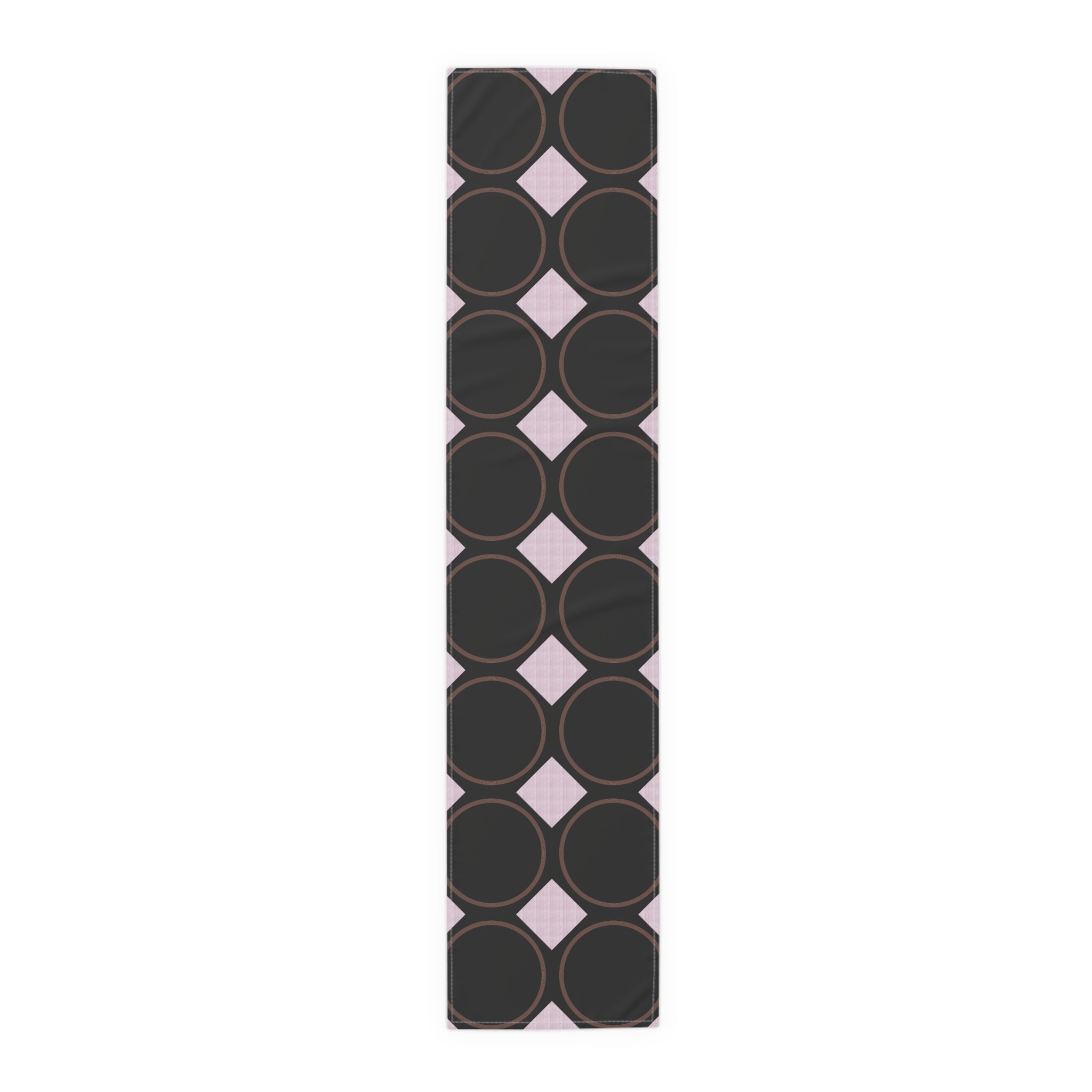 Modern Geo Circle Table Runner — Black & Blush Retro Pattern