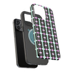 Geom Stripe Magnetic Phone Case — Black with Mint & Lavender Pattern