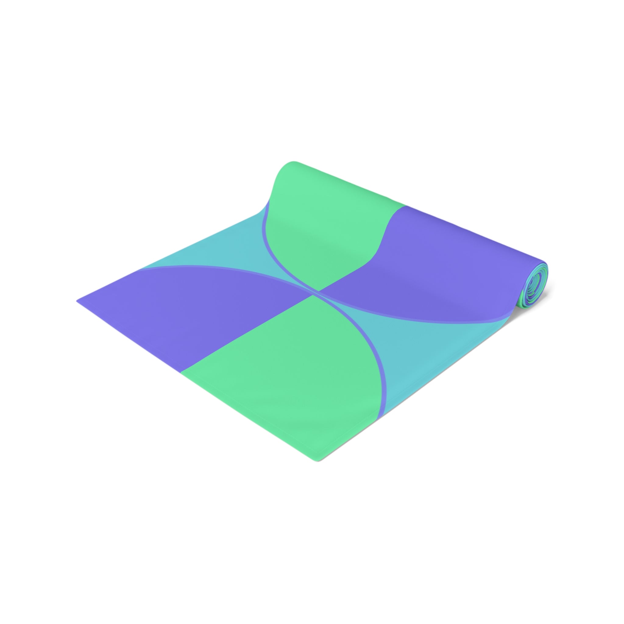 Geometric Pastel Table Runner — Mint & Lavender Circle Pattern