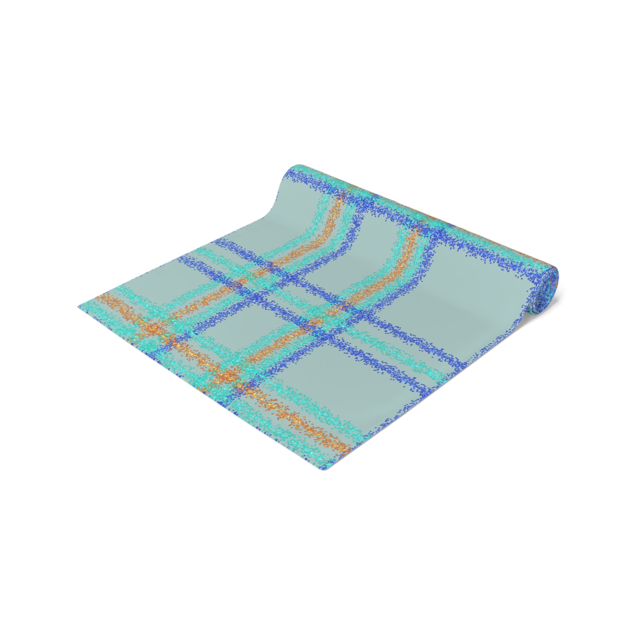 Pastel Plaid Table Runner — Blue, Lavender & Mint Cotton-Poly Decor