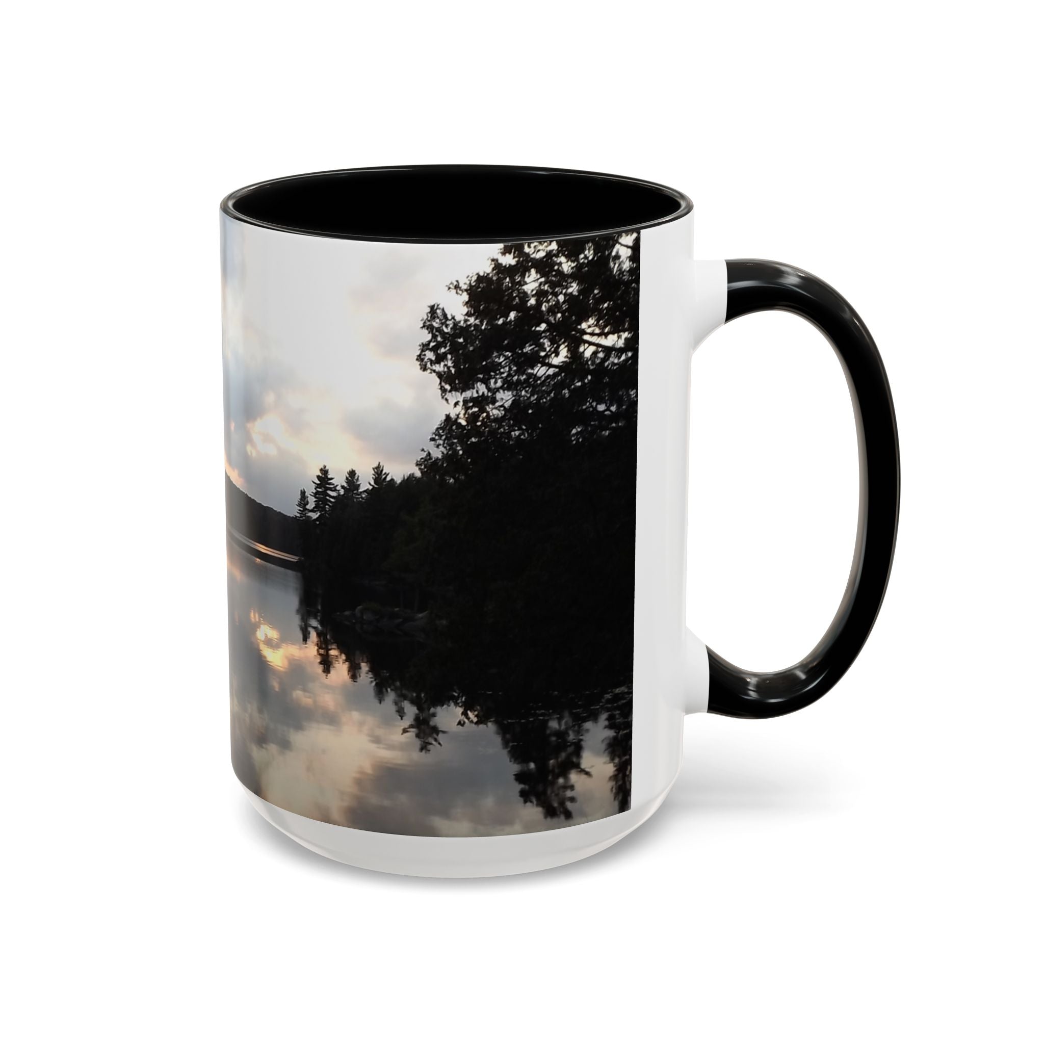 Lake Sunset Accent Coffee Mug — Scenic Reflection Photography 11/15oz