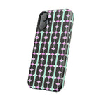 Geom Stripe Magnetic Phone Case — Black with Mint & Lavender Pattern