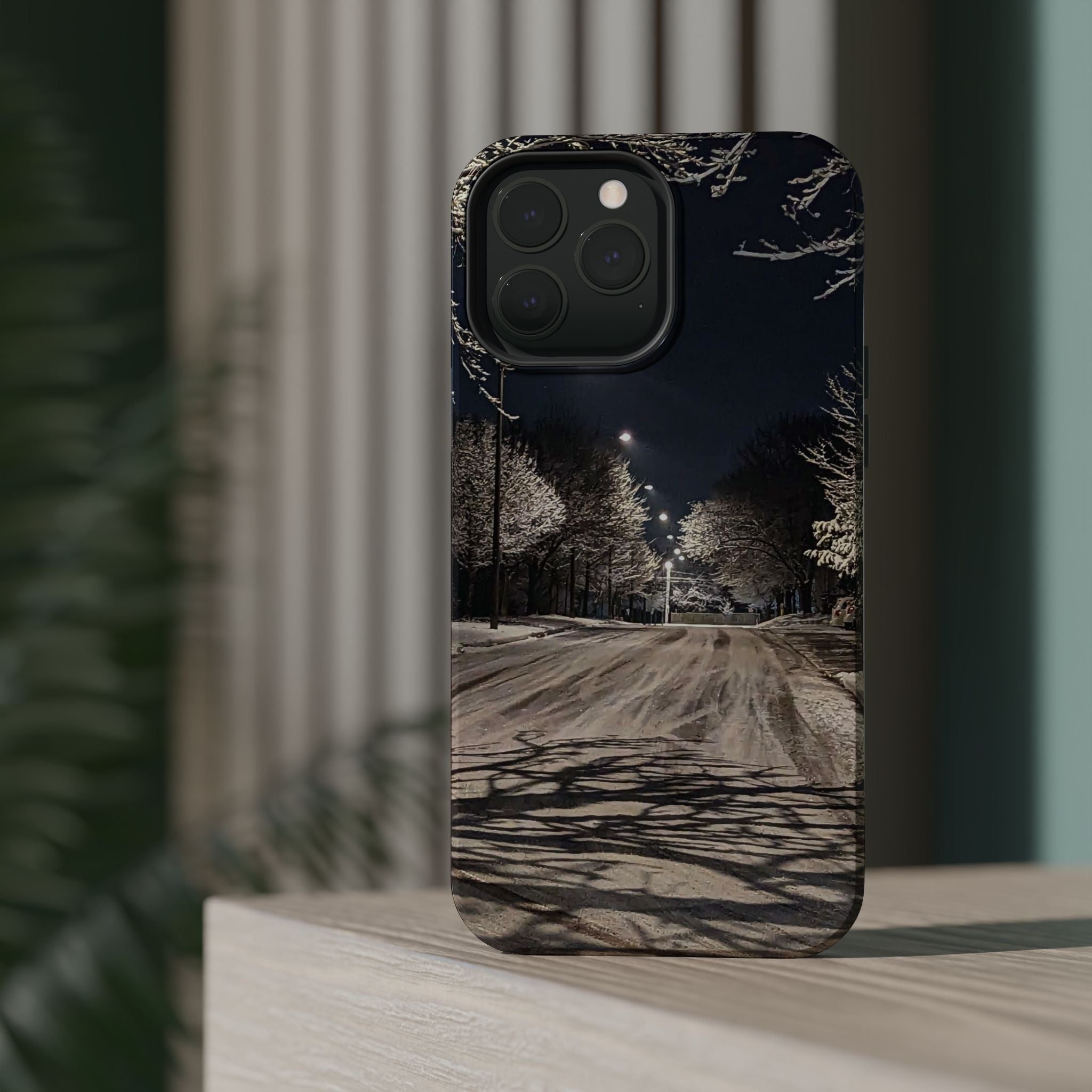 Winter Night Snow Road Magnetic Impact-Resistant Phone Case