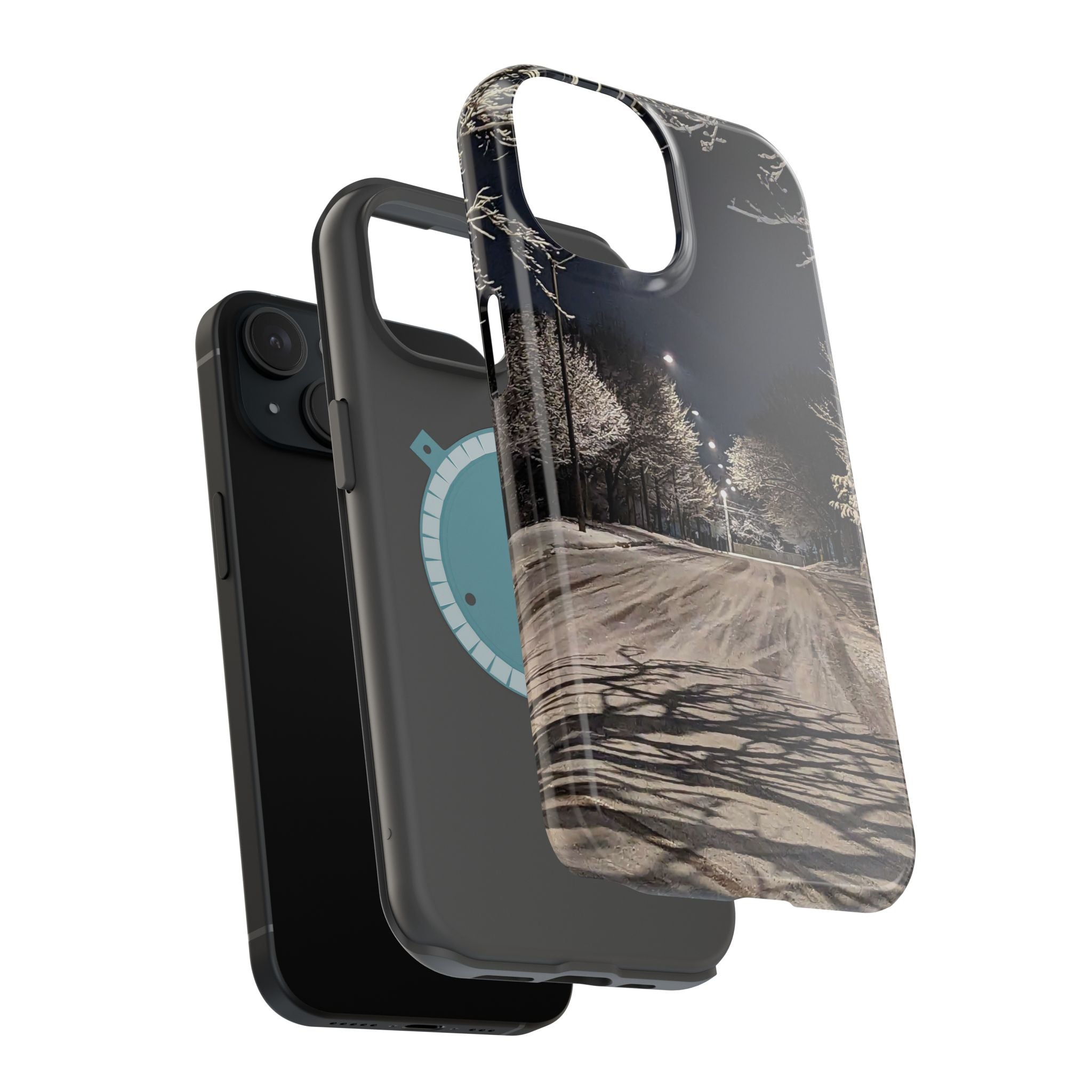 Winter Night Snow Road Magnetic Impact-Resistant Phone Case