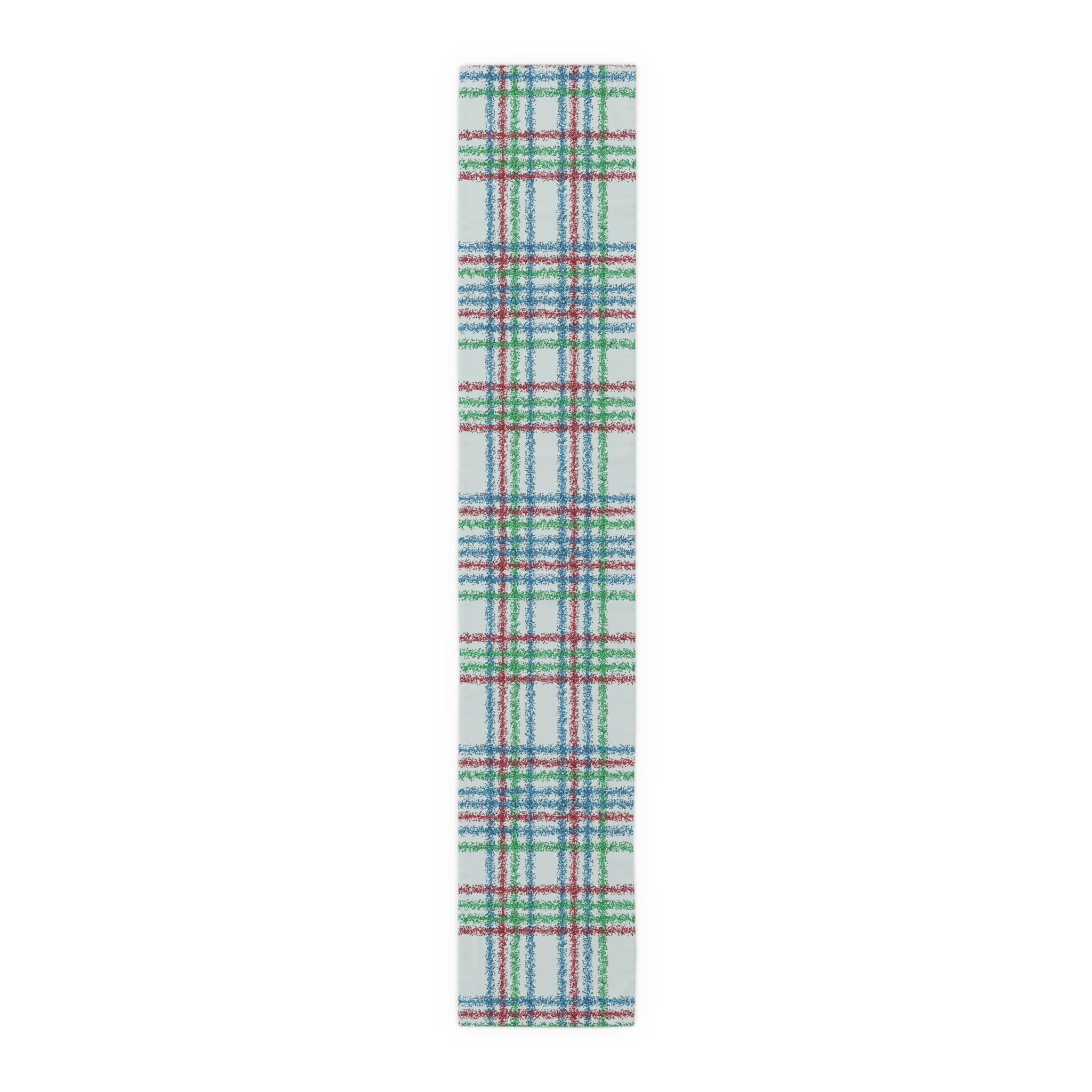 Festive Plaid Table Runner — Red, Green & Blue Holiday Plaid Cotton-Poly Blend