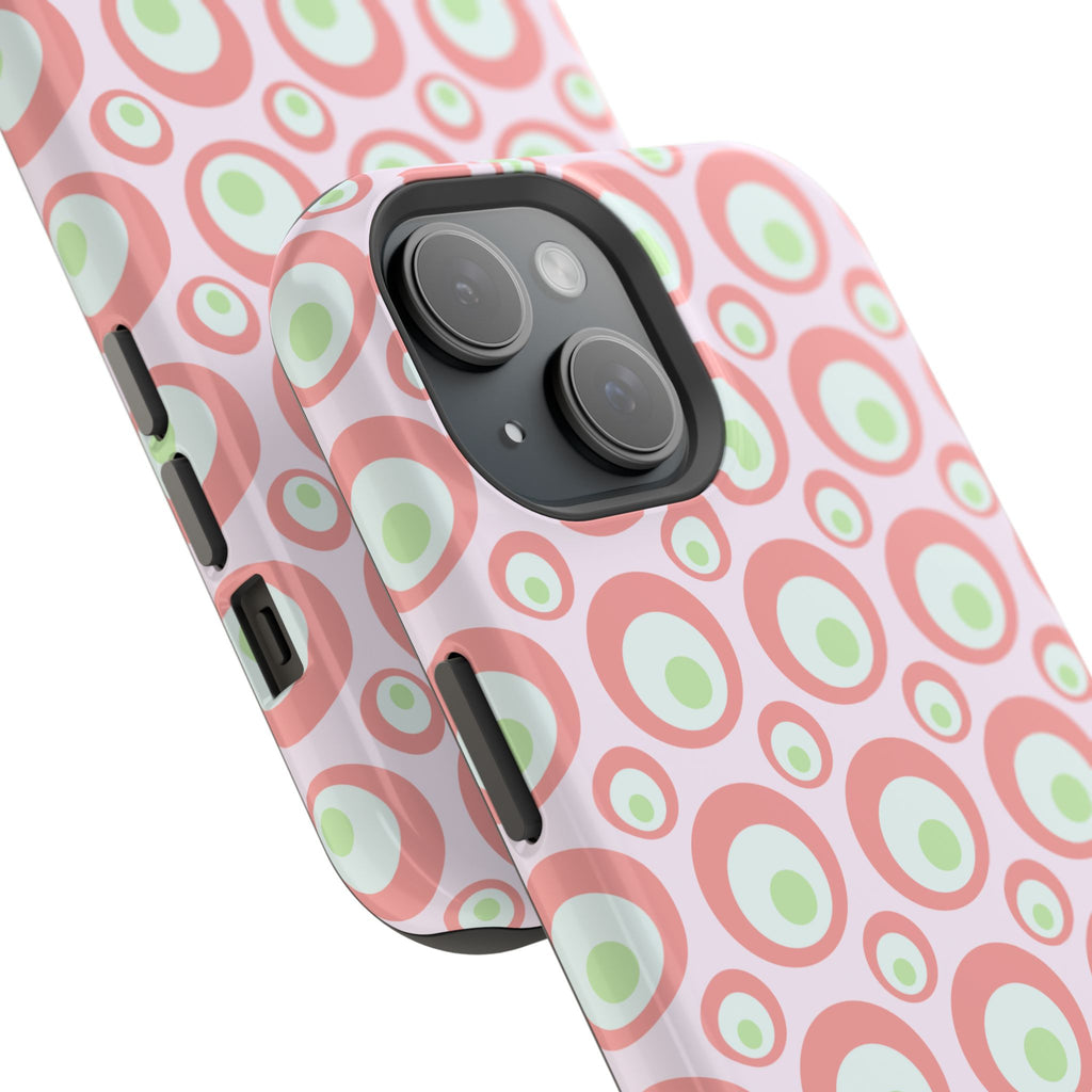 Pink Retro Circles Magnetic Impact-Resistant Phone Case