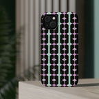 Geom Stripe Magnetic Phone Case — Black with Mint & Lavender Pattern