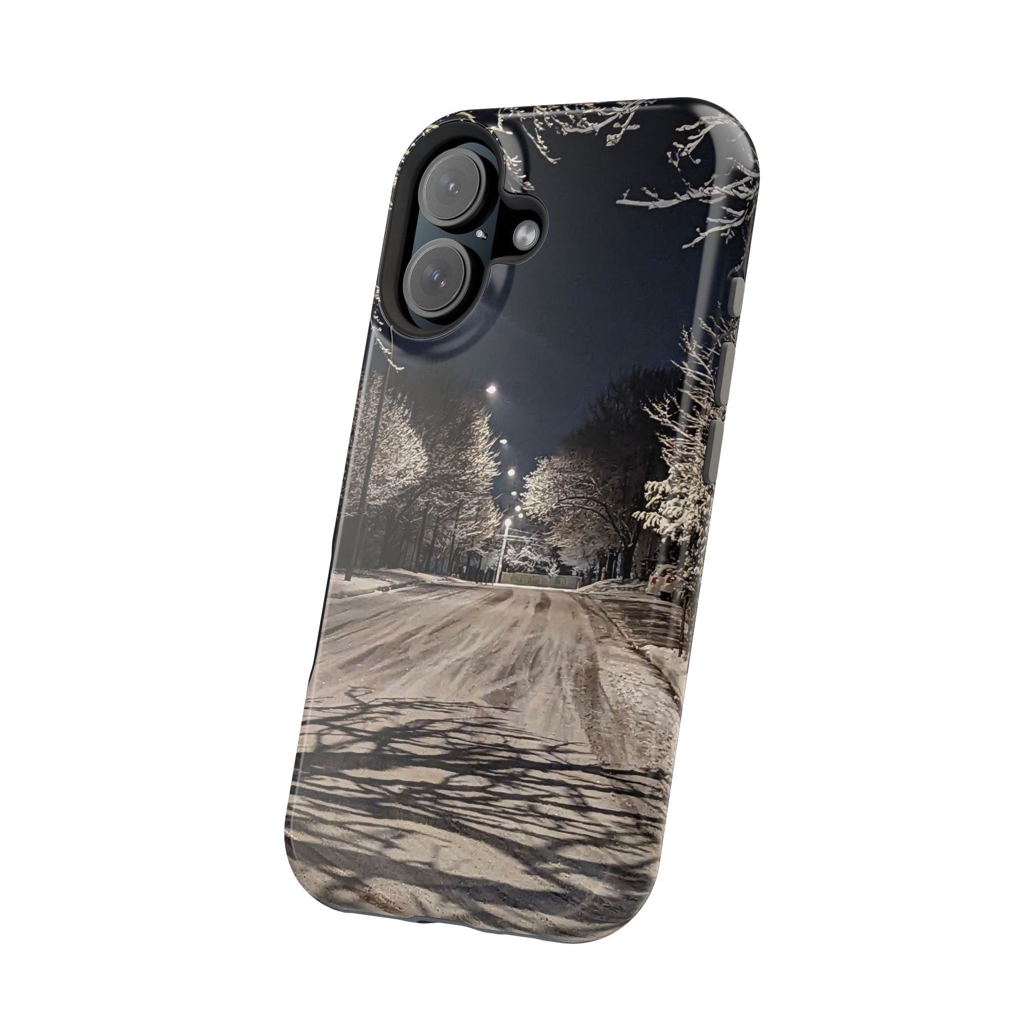 Winter Night Snow Road Magnetic Impact-Resistant Phone Case