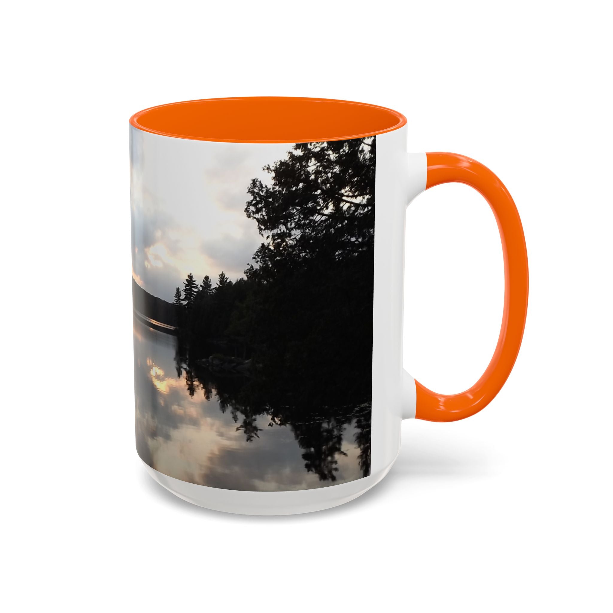 Lake Sunset Accent Coffee Mug — Scenic Reflection Photography 11/15oz