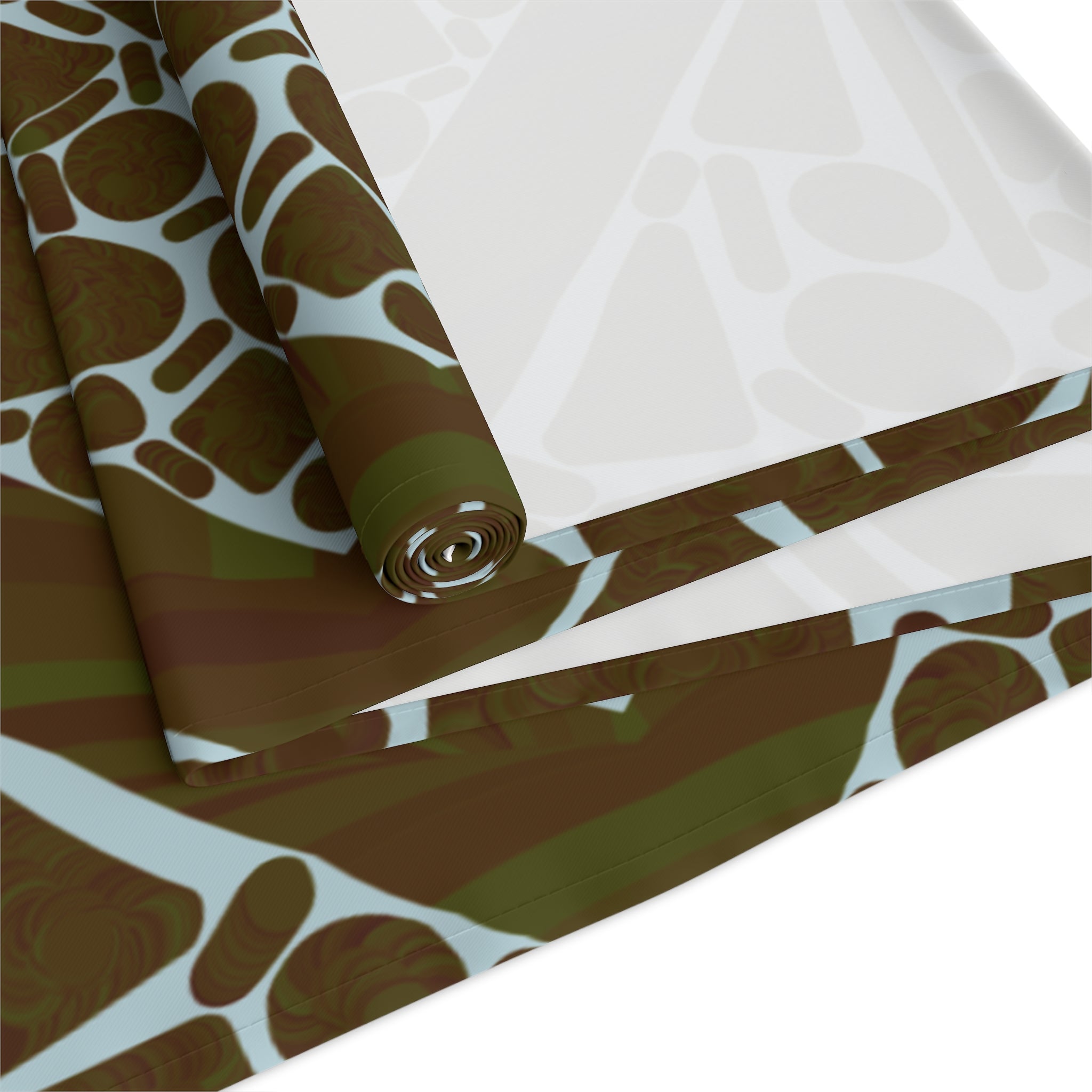 Geometric Mosaic Table Runner — Brown & Sage Decorative Dining Accent