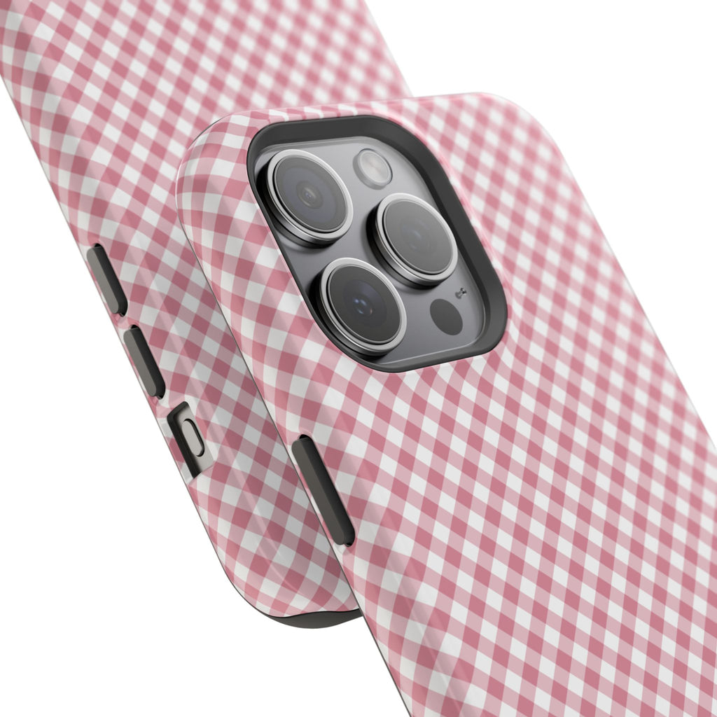 Pink Gingham Magnetic Impact-Resistant Phone Case