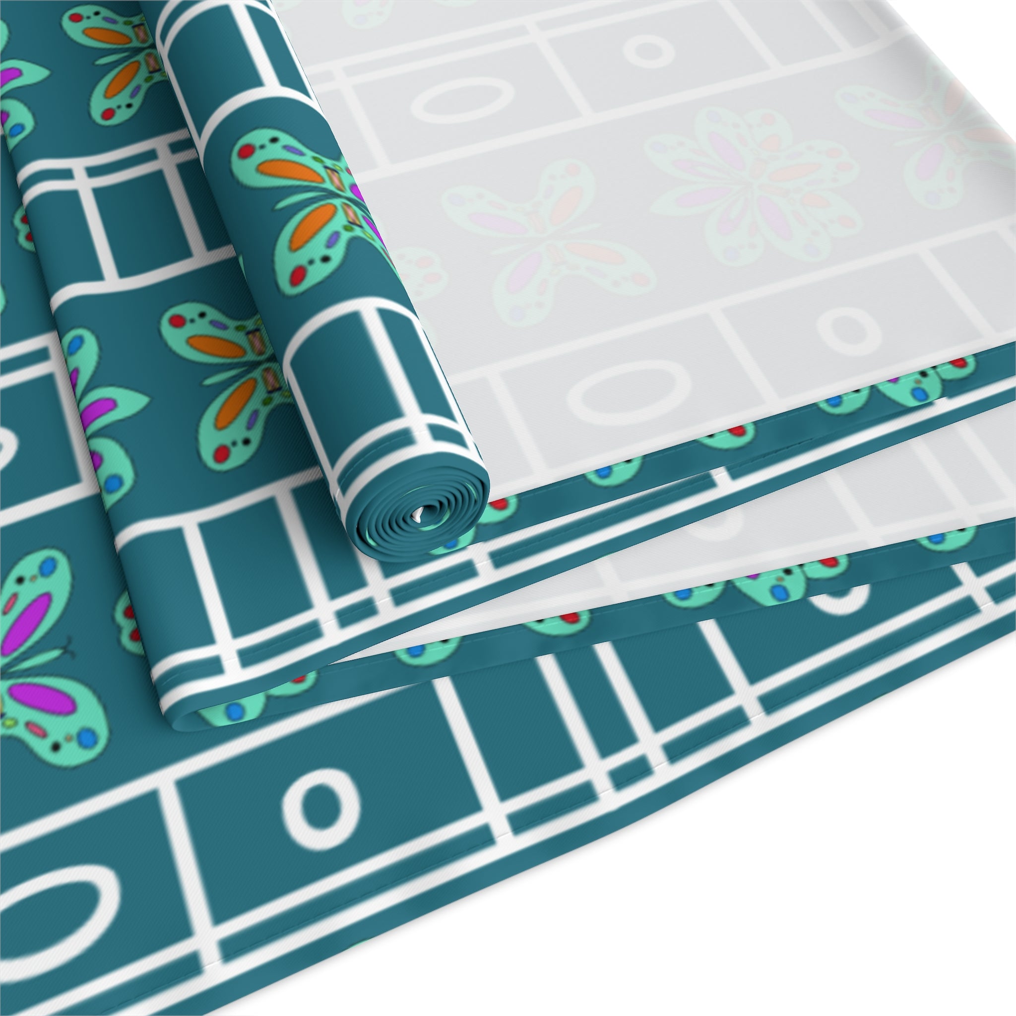 Colourful Floral Geometric Table Runner — Mediterranean-Inspired Cotton-Poly Dining Decor
