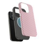 Pink Gingham Magnetic Impact-Resistant Phone Case