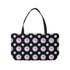 Weekender Tote Bag — Black Floral Kaleidoscope Pattern Beach & Travel Bag