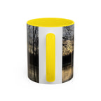 Sunset Reflection Coffee Mug — Forest Silhouette Accent Mug