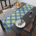 Geometric Blossom Table Runner — Blue & Lime Retro Pattern