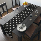 Black Polka Dot Table Runner – Classic Dotted Cotton-Poly Dining Accent