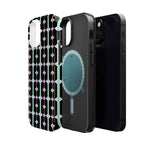 Geom Stripe Magnetic Phone Case — Black with Mint & Lavender Pattern