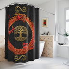 Ouroboros Dragon Shower Curtain — Celtic Tree of Life Bathroom Decor