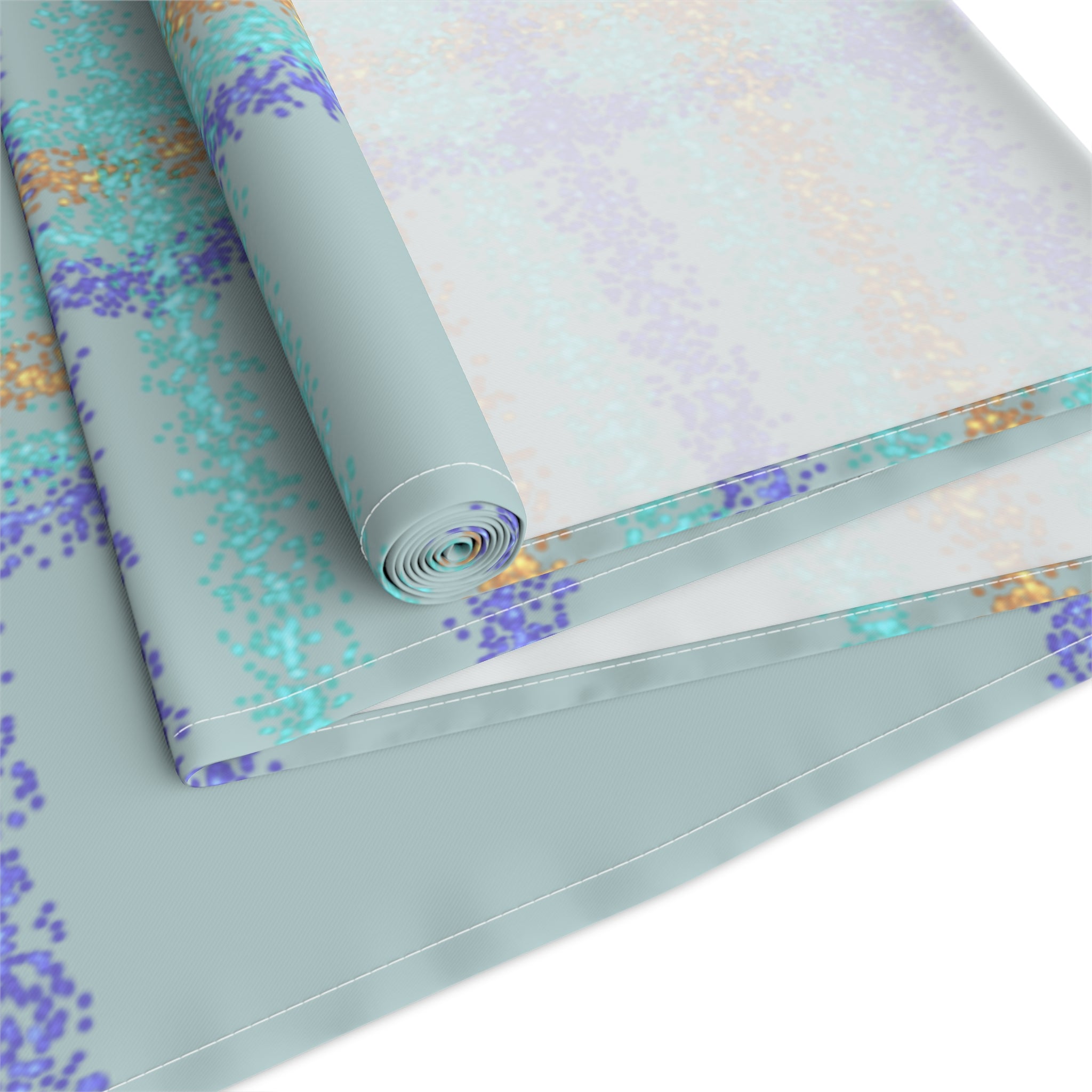 Pastel Plaid Table Runner — Blue, Lavender & Mint Cotton-Poly Decor