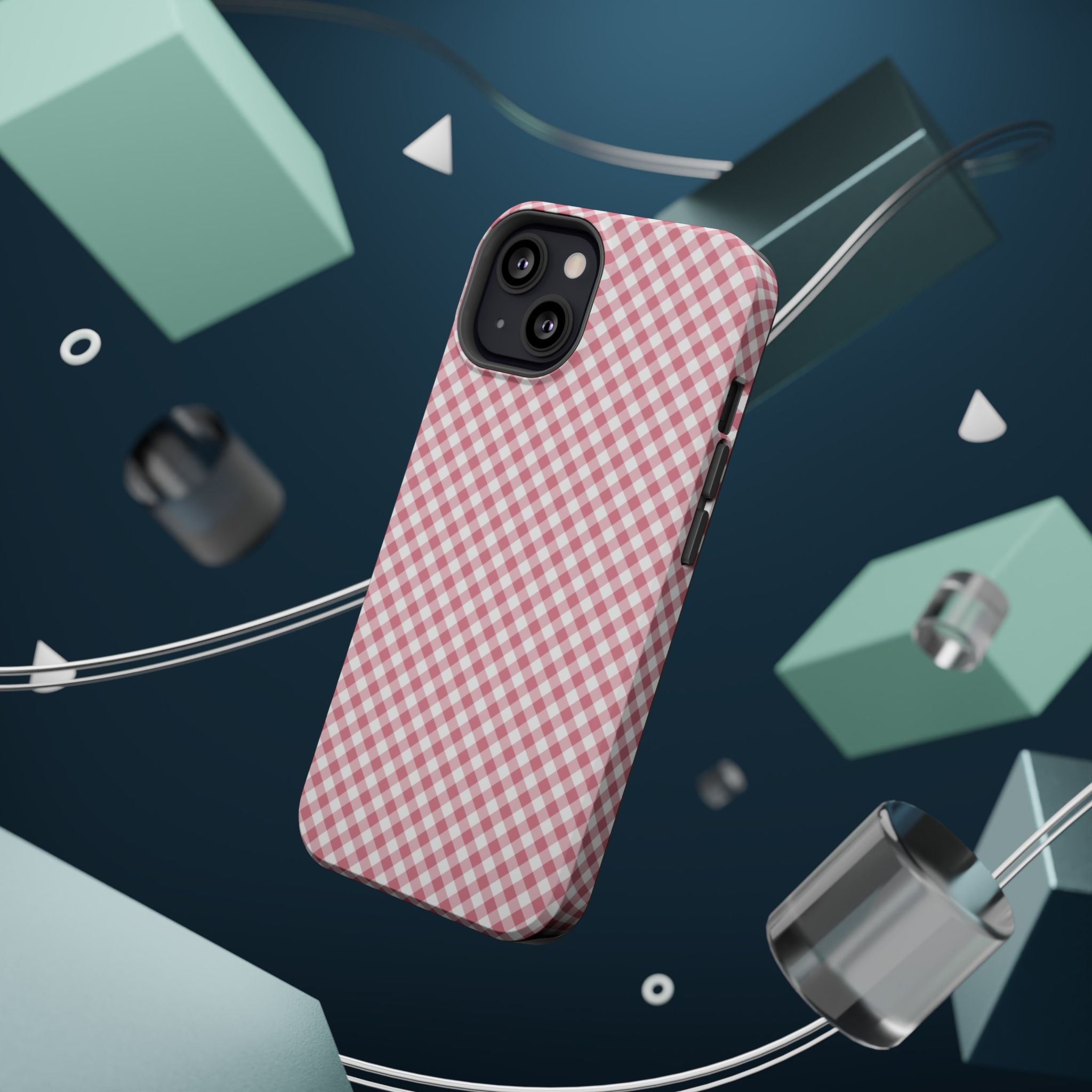 Pink Gingham Magnetic Impact-Resistant Phone Case