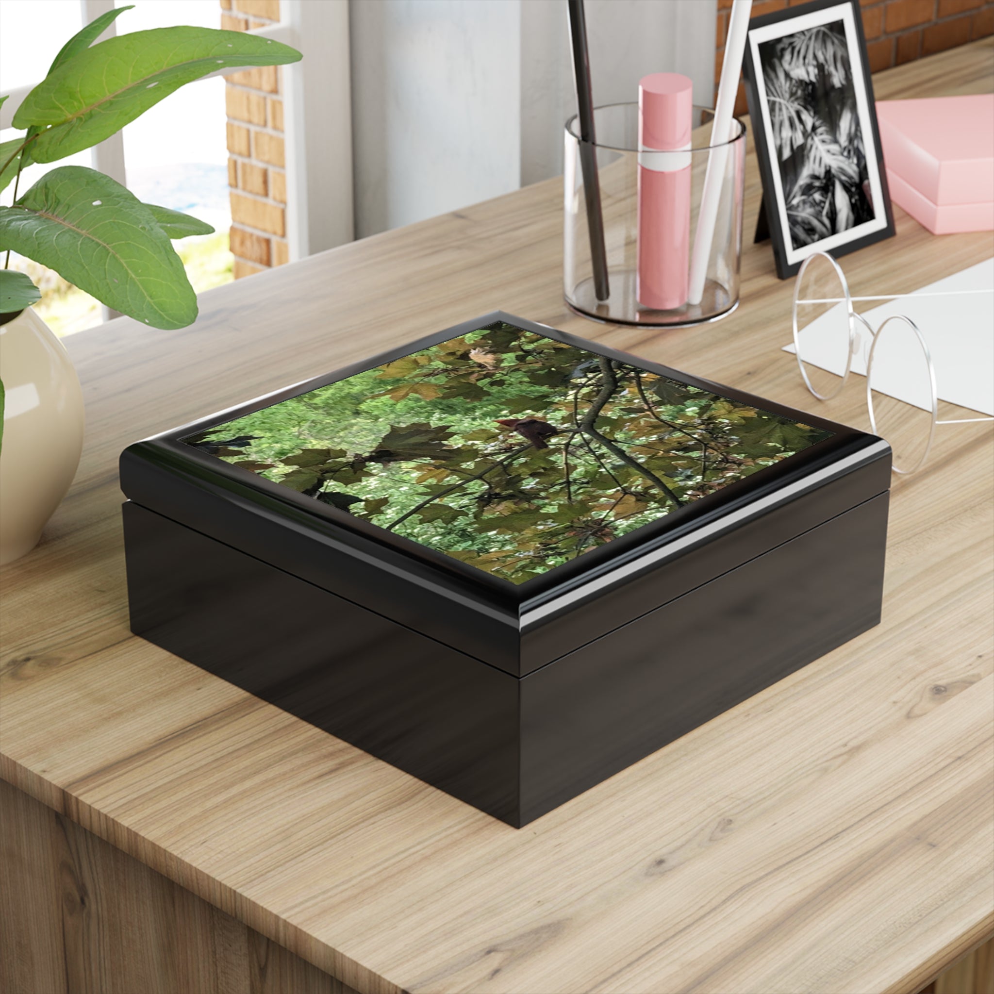 Woodland Leaves Jewelry Box — Nature Photo Keepsake Box
