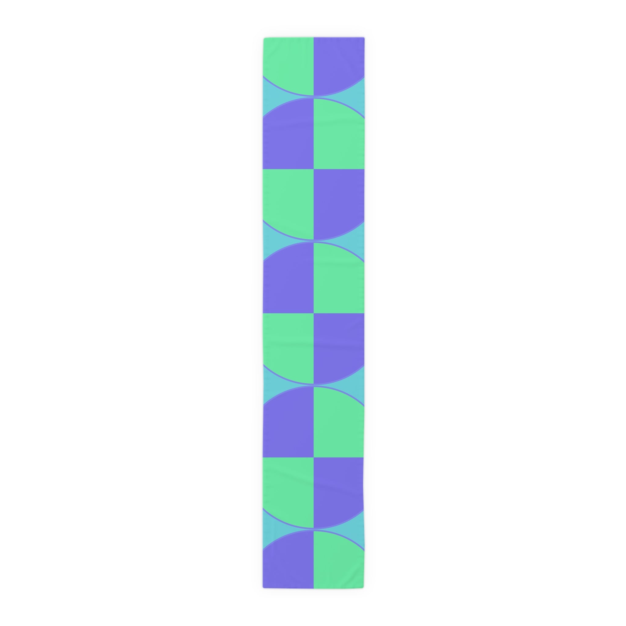 Geometric Pastel Table Runner — Mint & Lavender Circle Pattern