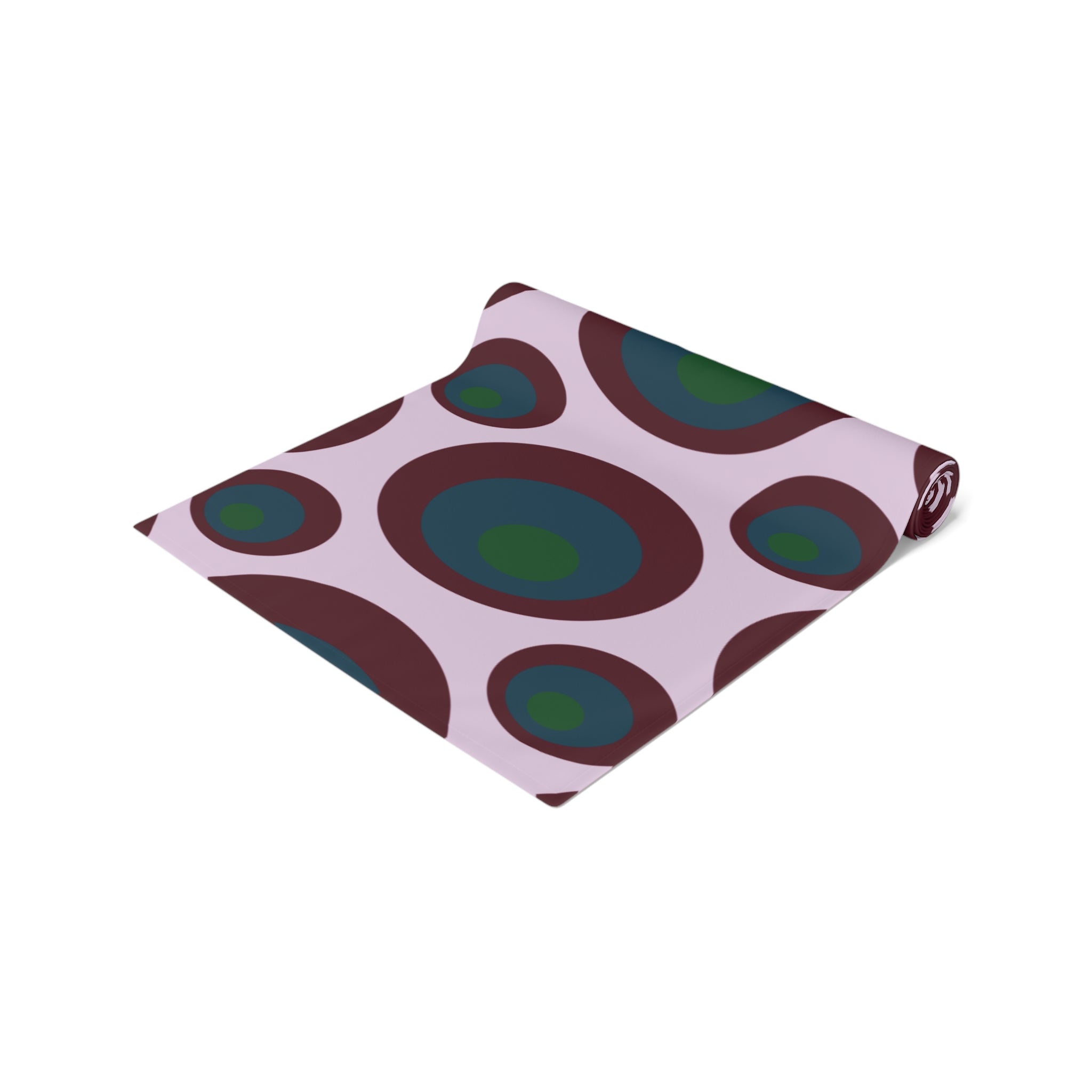 Retro Polka Dot Table Runner — Midcentury Circles Cotton-Poly Dining Accent