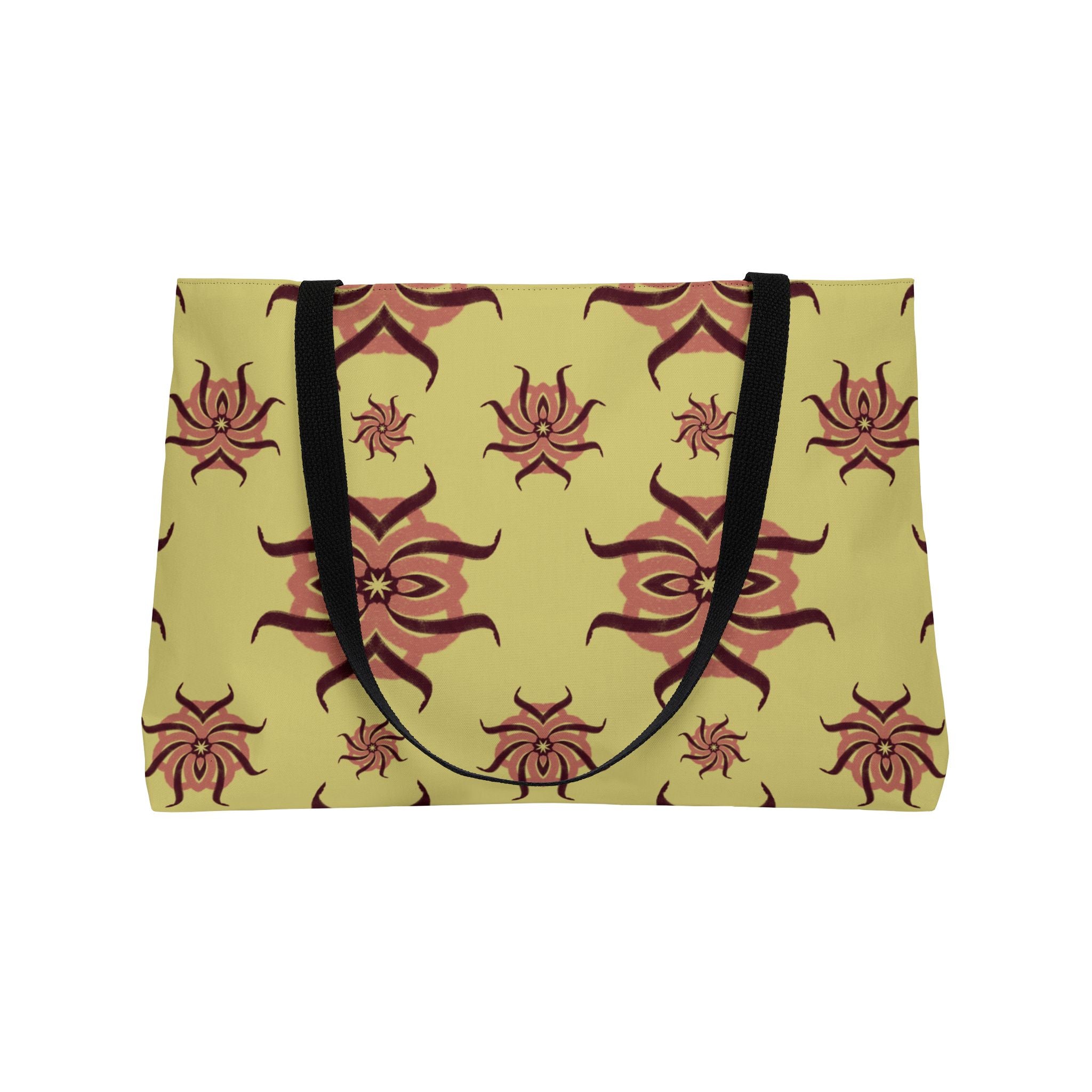 Weekender Tote Bag - Sunburst Retro Floral Pattern Beach & Travel Tote
