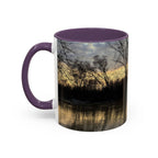 Sunset Reflection Coffee Mug — Forest Silhouette Accent Mug