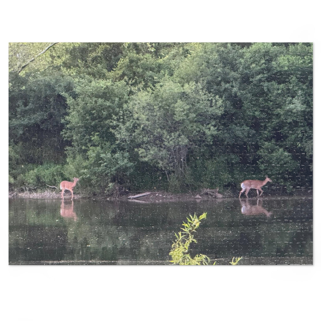 Deer by the River Jigsaw Puzzle with Tin — Scenic Nature Puzzle