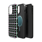 Geom Stripe Magnetic Phone Case — Black with Mint & Lavender Pattern