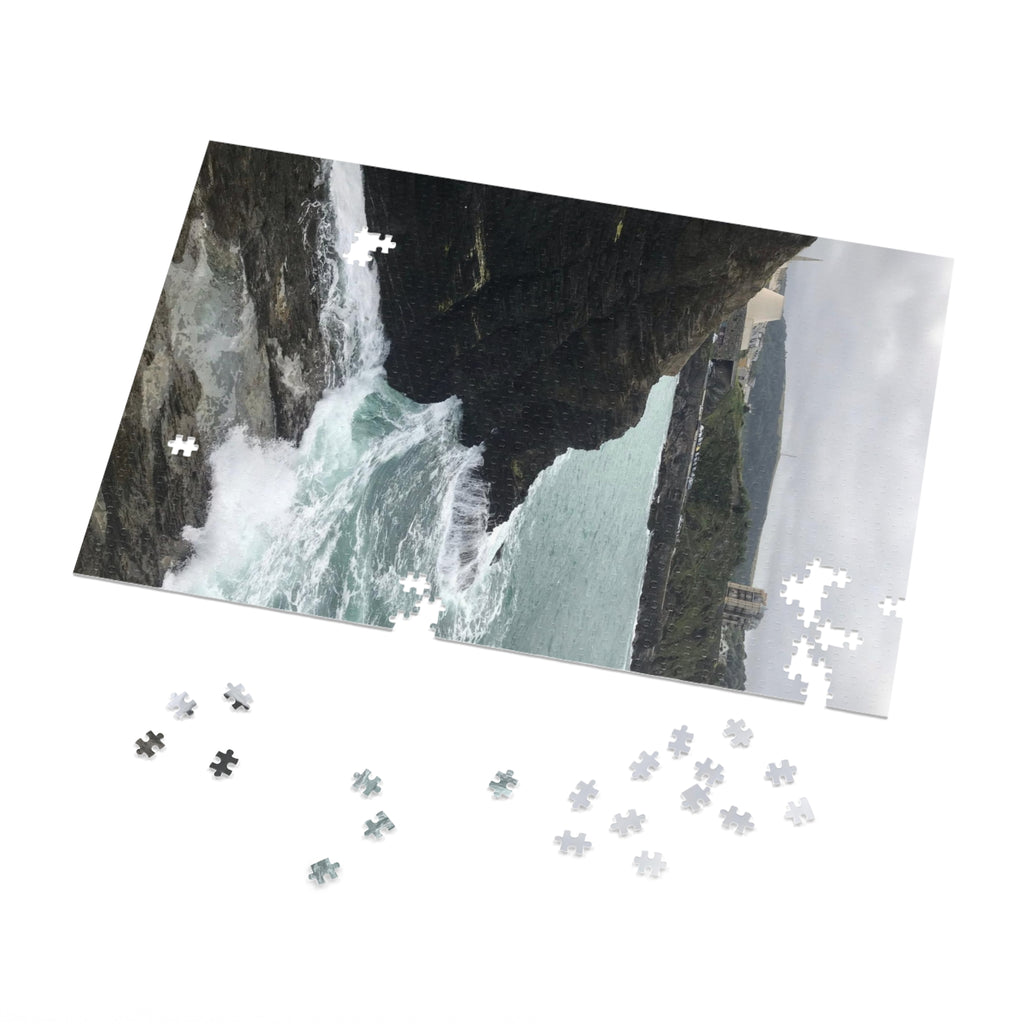 Coastal Cliff Jigsaw Puzzle with Tin – Ocean Waves Seascape Puzzle
