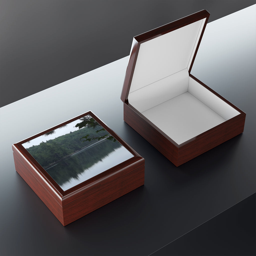 Lake Reflection Jewelry Box — Scenic Forest Lake Keepsake Box