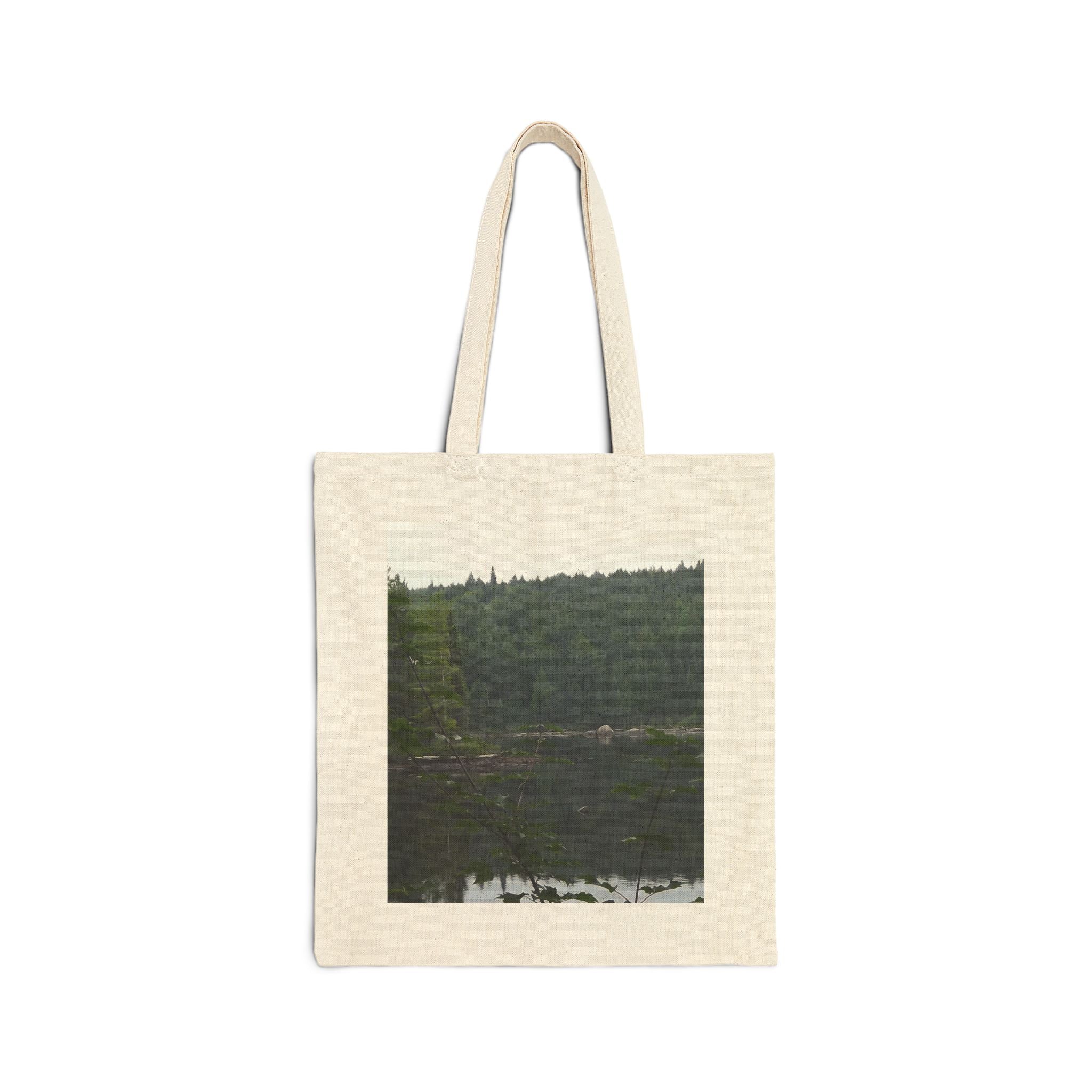 Canvas Tote Bag — Nature Photo Prints (Forest Lake & Brown Butterfly)
