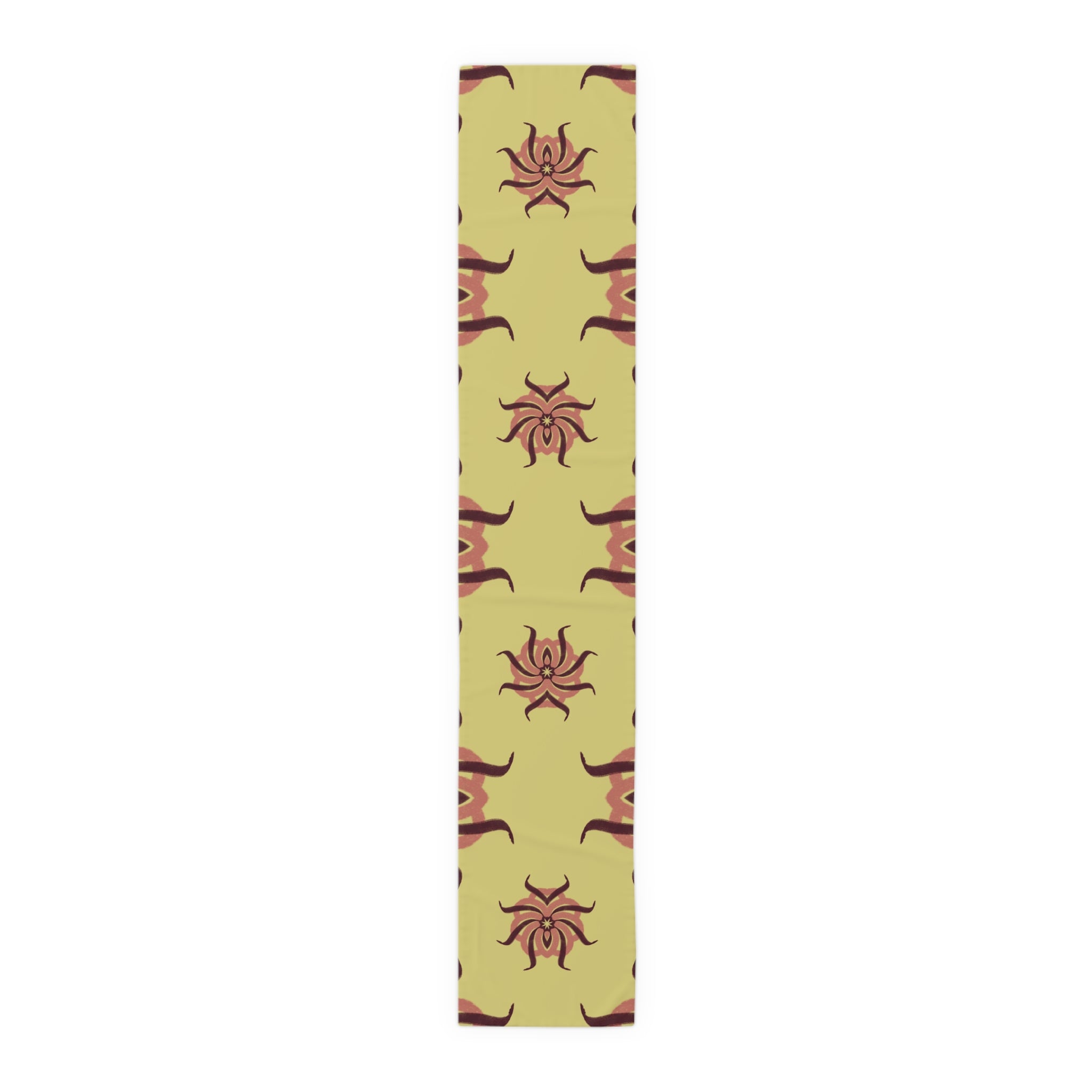 Botanical Sunburst Table Runner — Earth Tone Floral Pattern