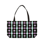 Weekender Tote Bag — Retro Geometric Black & Pastel Diamond Pattern