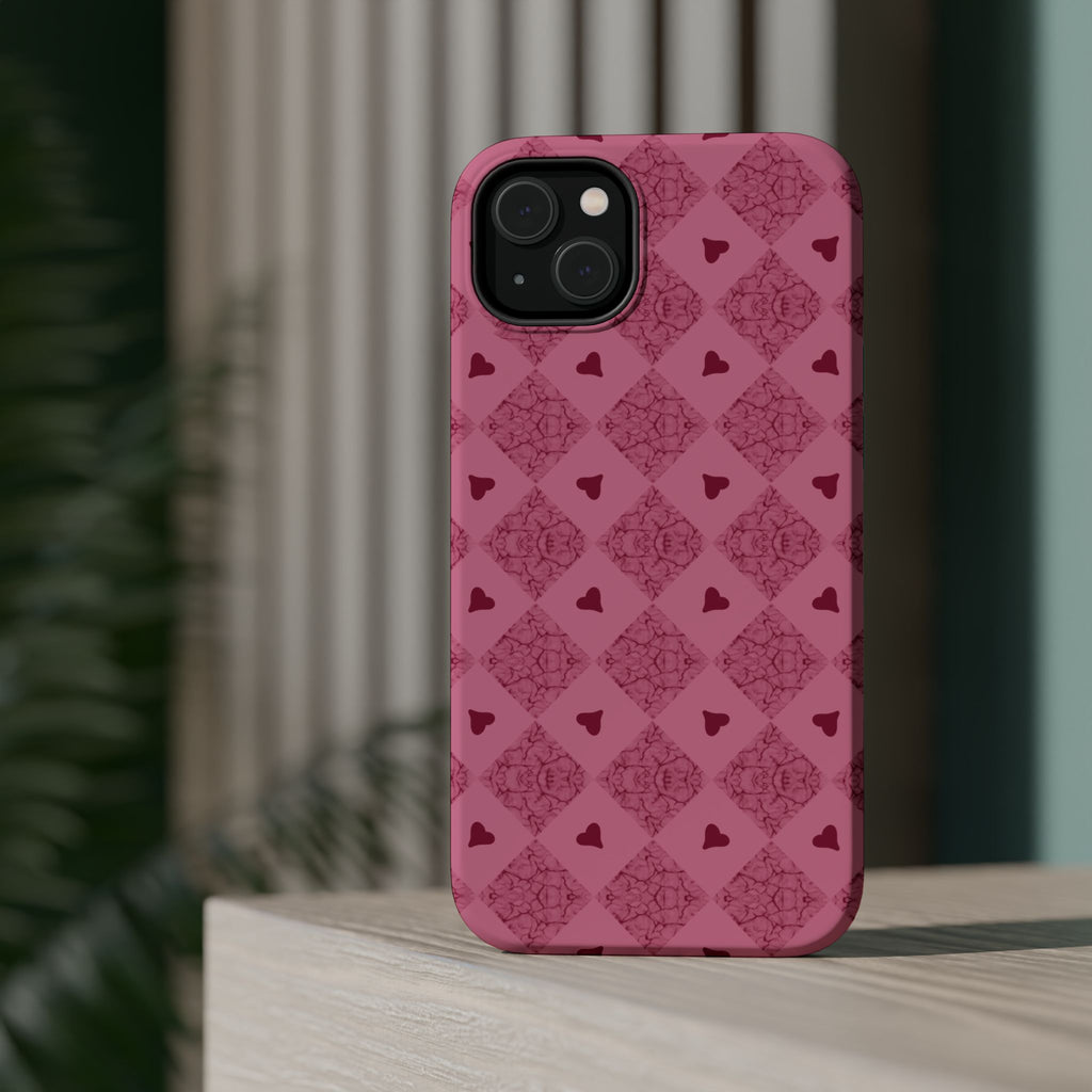 Pink Vintage Hearts Magnetic Impact-Resistant Phone Case