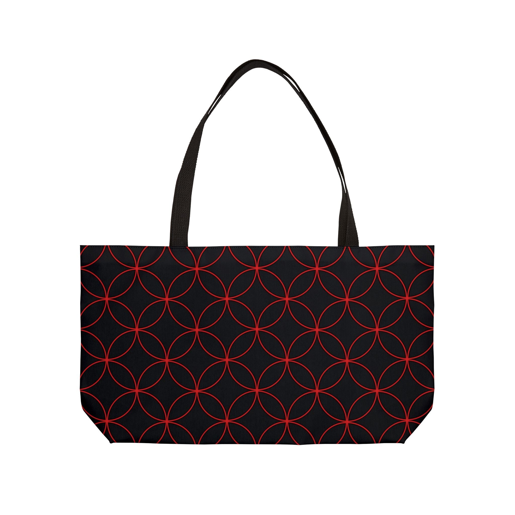 Weekender Tote Bag — Red Geometric Circle Pattern Travel Tote