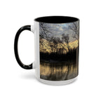 Sunset Reflection Coffee Mug — Forest Silhouette Accent Mug