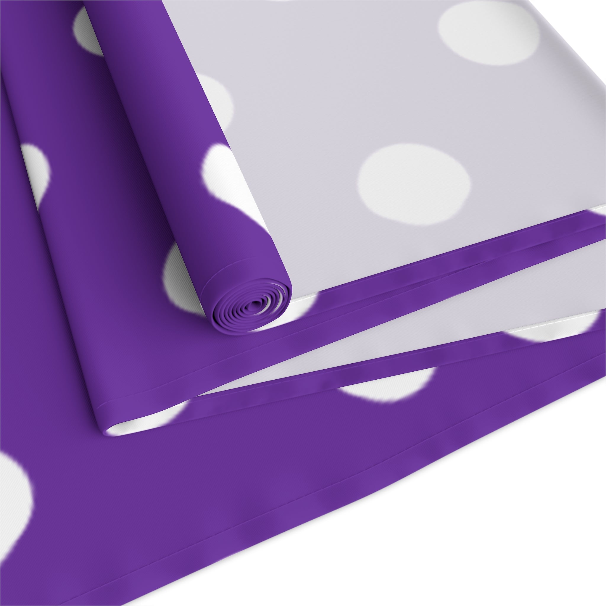 Purple White Polka Dot Table Runner — Cotton-Poly Decorative Accent for Dining, Parties & Easter