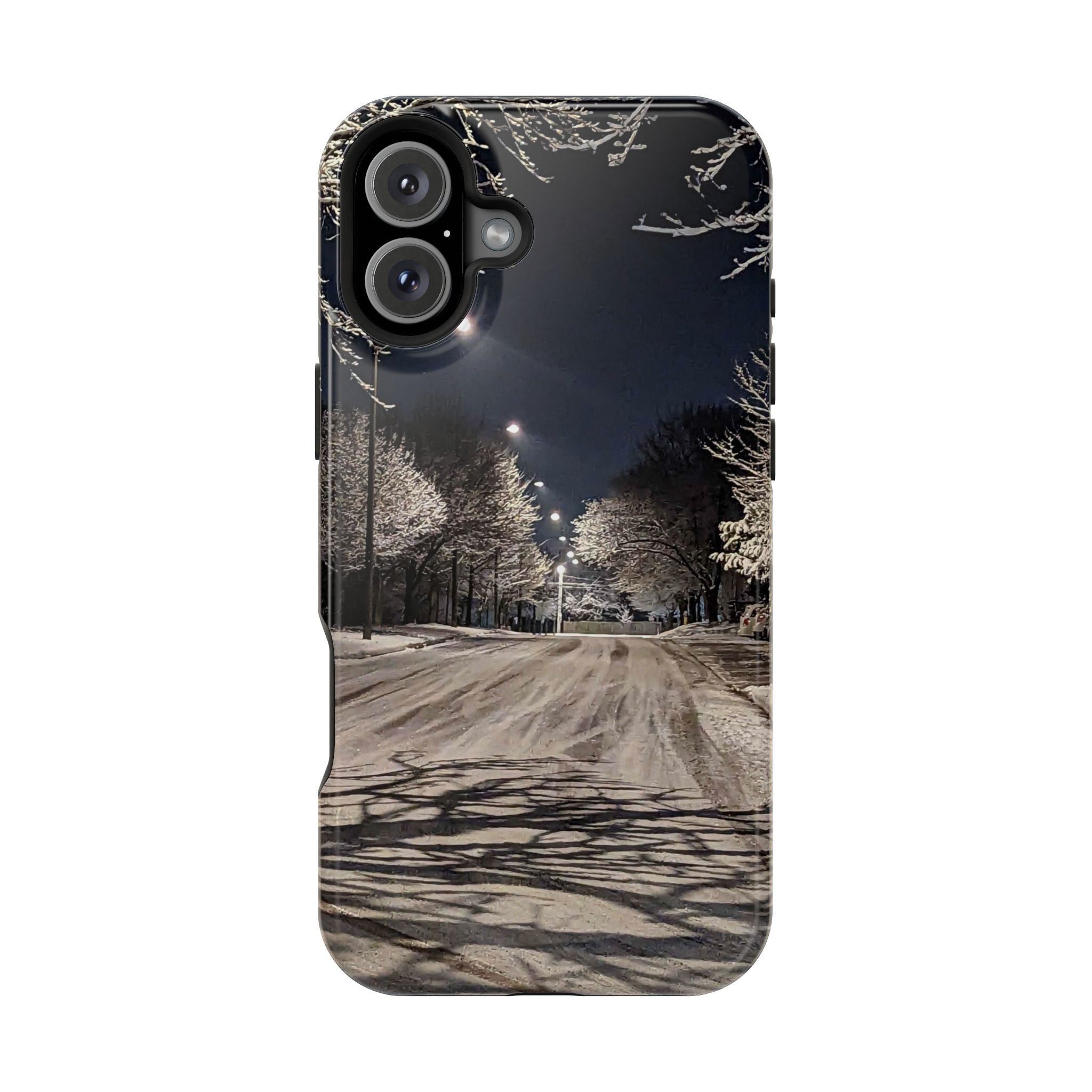 Winter Night Snow Road Magnetic Impact-Resistant Phone Case