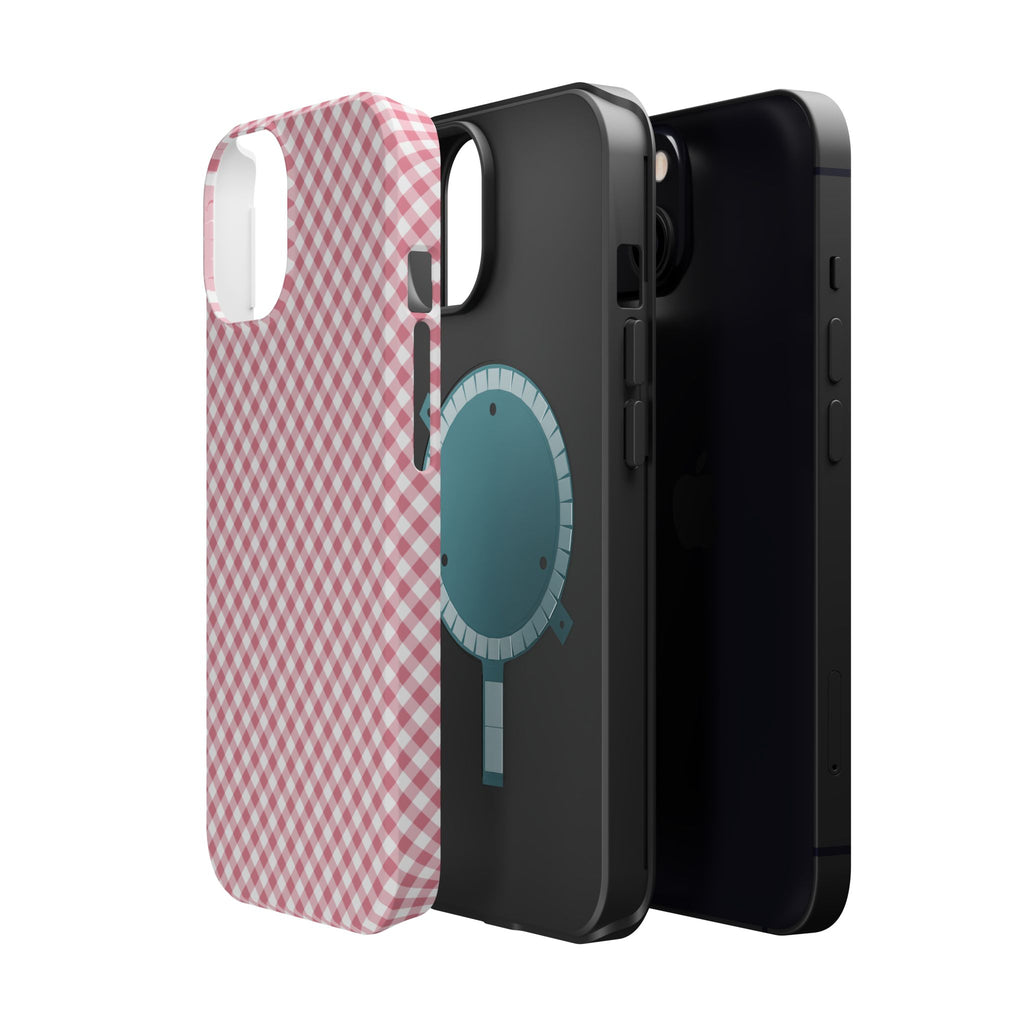 Pink Gingham Magnetic Impact-Resistant Phone Case